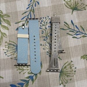 Floral Blue and Rhinestone Watch Bands